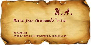 Matejko Annamária névjegykártya